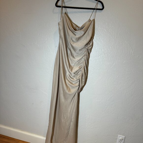 BHLDN Jennings Ruched Maxi Dress Size 14‎ NEW WITH TAG champagne - Picture 4 of 9
